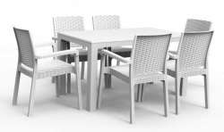 80x140 Rattan Trend Lux Table With Glass - Thumbnail