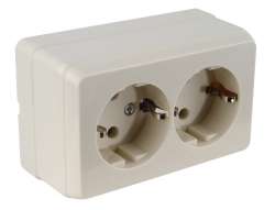 Bron S/M Earthed Double Socket (Porcelain) White - Thumbnail