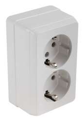 Bron S/M Earthed Double Socket (Porcelain) White - Thumbnail