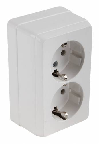 Bron S/M Earthed Double Socket (Porcelain) White