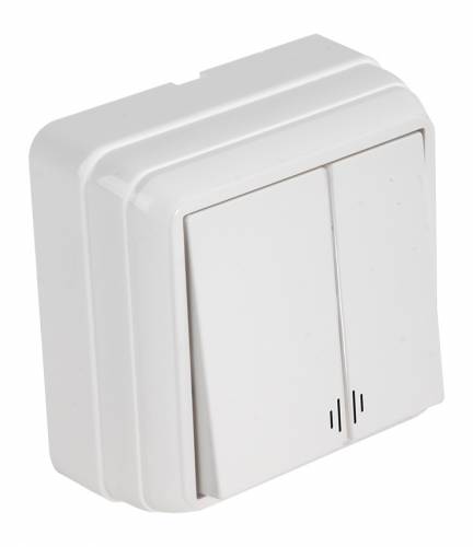 Bron S/M Illuminated Two Gang One Way Switch White (220 V)