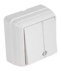 Bron S/M Illuminated Two Gang One Way Switch White (220 V) - Thumbnail