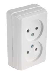 Bron S/M Non-earthed Double Socket (Porcelain) White - Thumbnail