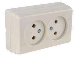 Bron S/M Non-earthed Double Socket (Porcelain) White - Thumbnail