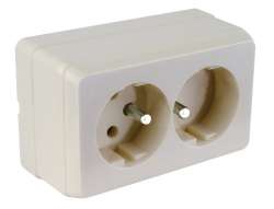 Bron S/M UPS (French) Double Socket White - Thumbnail