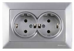 Candela Double Socket Earthed Porcelain White - Thumbnail