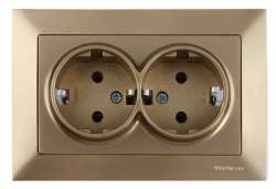 Candela Double Socket Earthed Porcelain White - Thumbnail