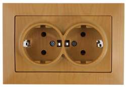 Candela Double Socket Earthed Porcelain White - Thumbnail