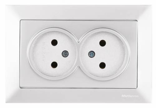 Candela Double Socket Non-Earthed Porcelain White