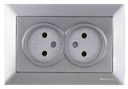 Candela Double Socket Non-Earthed Porcelain White - Thumbnail