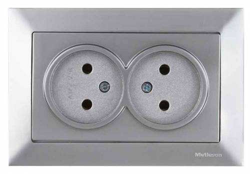 Candela Double Socket Non-Earthed Porcelain White