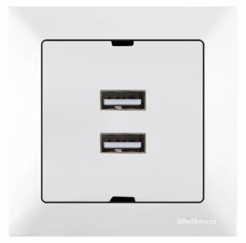 Candela USB Charge Two Socket White