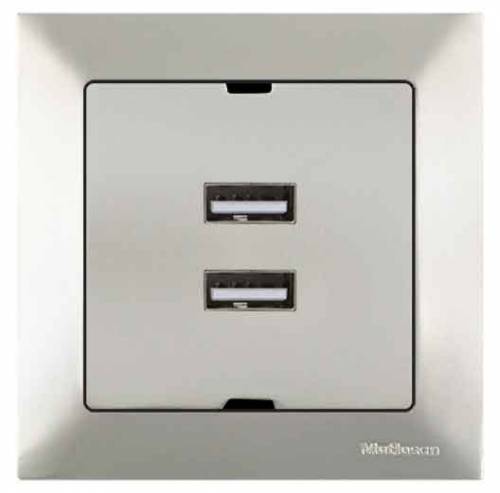 Candela USB Charge Two Socket White