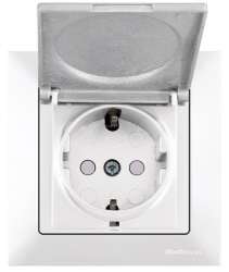 Candela White Earthed Socket with Child Protection Cover - Thumbnail