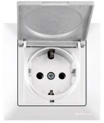 Candela White Earthed Socket with Cover - Thumbnail