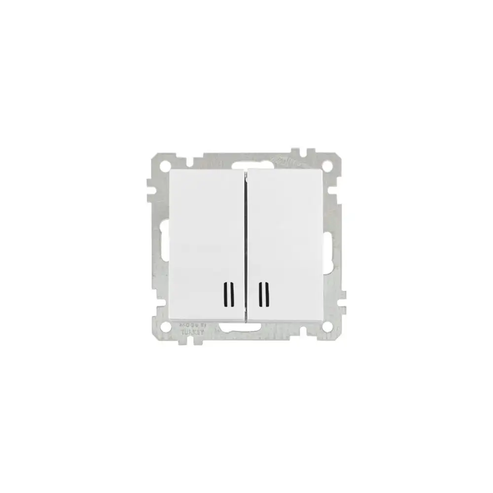 Daria Illuminated 1G 2W Switch (Easy Connection) White - Thumbnail