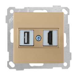 Data Socket 1*USB/1*HDMI Socket (mech+plate) White - Thumbnail