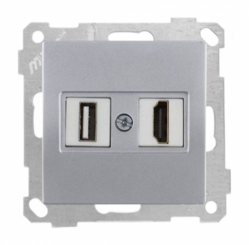 Data Socket 1*USB/1*HDMI Socket (mech+plate) White