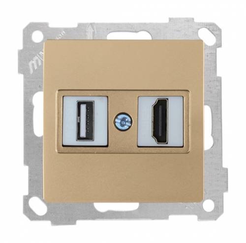 Data Socket 1*USB/1*HDMI Socket (mech+plate) White