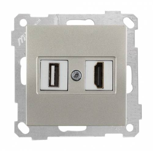 Data Socket 1*USB/1*HDMI Socket (mech+plate) White