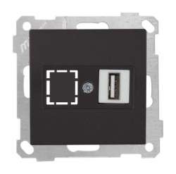 Data Socket 1*USB Socket (mech+plate) White - Thumbnail