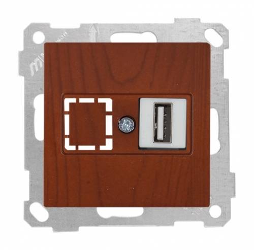 Data Socket 1*USB Socket (mech+plate) White