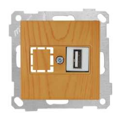 Data Socket 1*USB Socket (mech+plate) White - Thumbnail