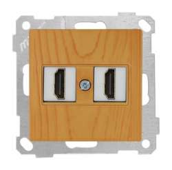 Data Socket 2*HDMI Socket (mech+plate) White - Thumbnail