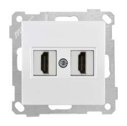 Data Socket 2*HDMI Socket (mech+plate) White - Thumbnail