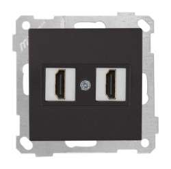 Data Socket 2*HDMI Socket (mech+plate) White - Thumbnail