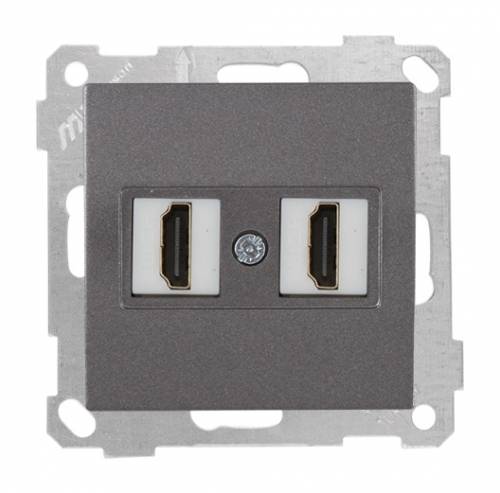 Data Socket 2*HDMI Socket (mech+plate) White