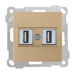 Data Socket 2*USB Socket (mech+plate) White - Thumbnail