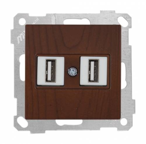 Data Socket 2*USB Socket (mech+plate) White