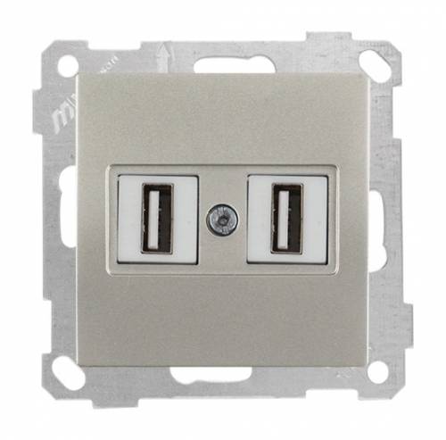 Data Socket 2*USB Socket (mech+plate) White