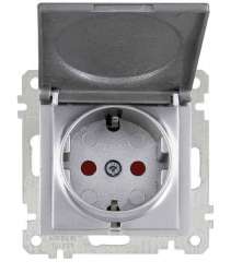 Earthed Socket with Child Protection Cover White - Thumbnail