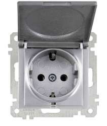 Earthed Socket with Cover White - Thumbnail