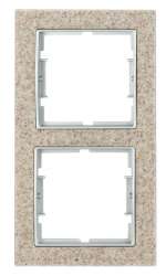 Elitra Marble 2 Gang Vertical Frame Sand Stone-Silver - Thumbnail