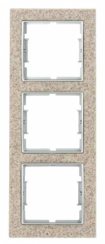 Elitra Marble 2 Gang Vertical Frame Sand Stone-Silver