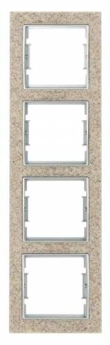 Elitra Marble 2 Gang Vertical Frame Sand Stone-Silver