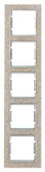 Elitra Marble 2 Gang Vertical Frame Sand Stone-Silver - Thumbnail