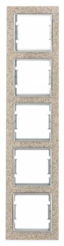 Elitra Marble 2 Gang Vertical Frame Sand Stone-Silver