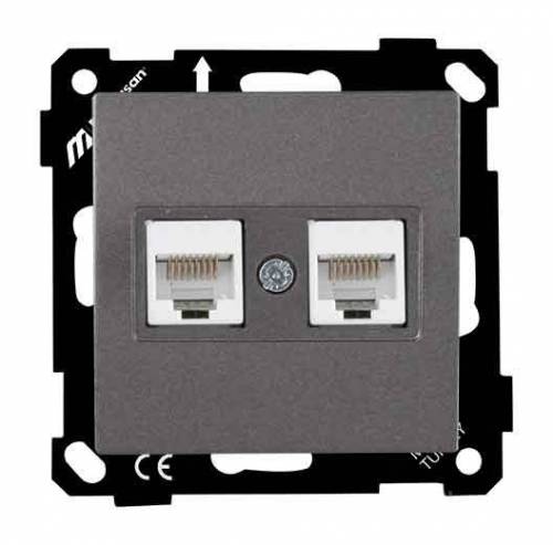 EP - Data Socket 2*RJ45 (Cat 6E) White