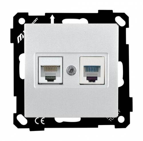 EP - Telephone +Data Socket (Rj12+Cat5E) White