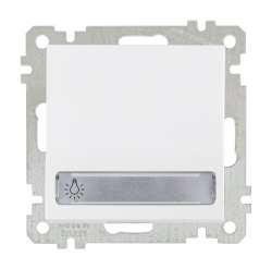 Illuminated 1 G 1 W Switch With Label (Push Plate) White with Screw - Thumbnail