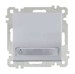 Illuminated 1 G 1 W Switch With Label (Push Plate) White with Screw - Thumbnail