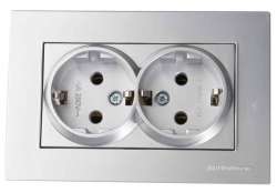 Rita Double Socket Earthed Porcelain White - Thumbnail