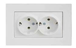 Rita Double Socket Earthed Porcelain White - Thumbnail