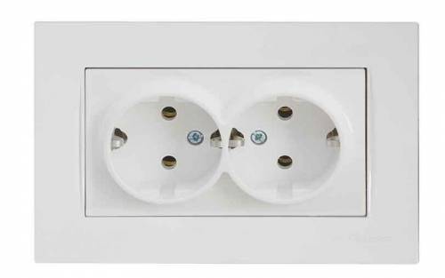 Rita Double Socket Earthed Porcelain White