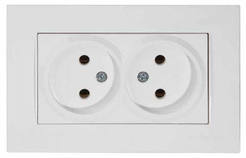 Rita Double Socket Non-Earthed Porcelain White