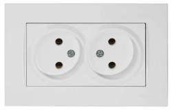 Rita Double Socket Non-Earthed Porcelain White - Thumbnail